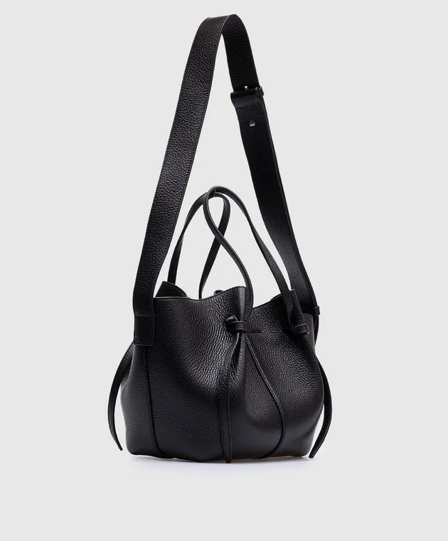 YUZEFI Borsa tote SQUARE MOCHI in pelle nera SQUAREMOCHI
