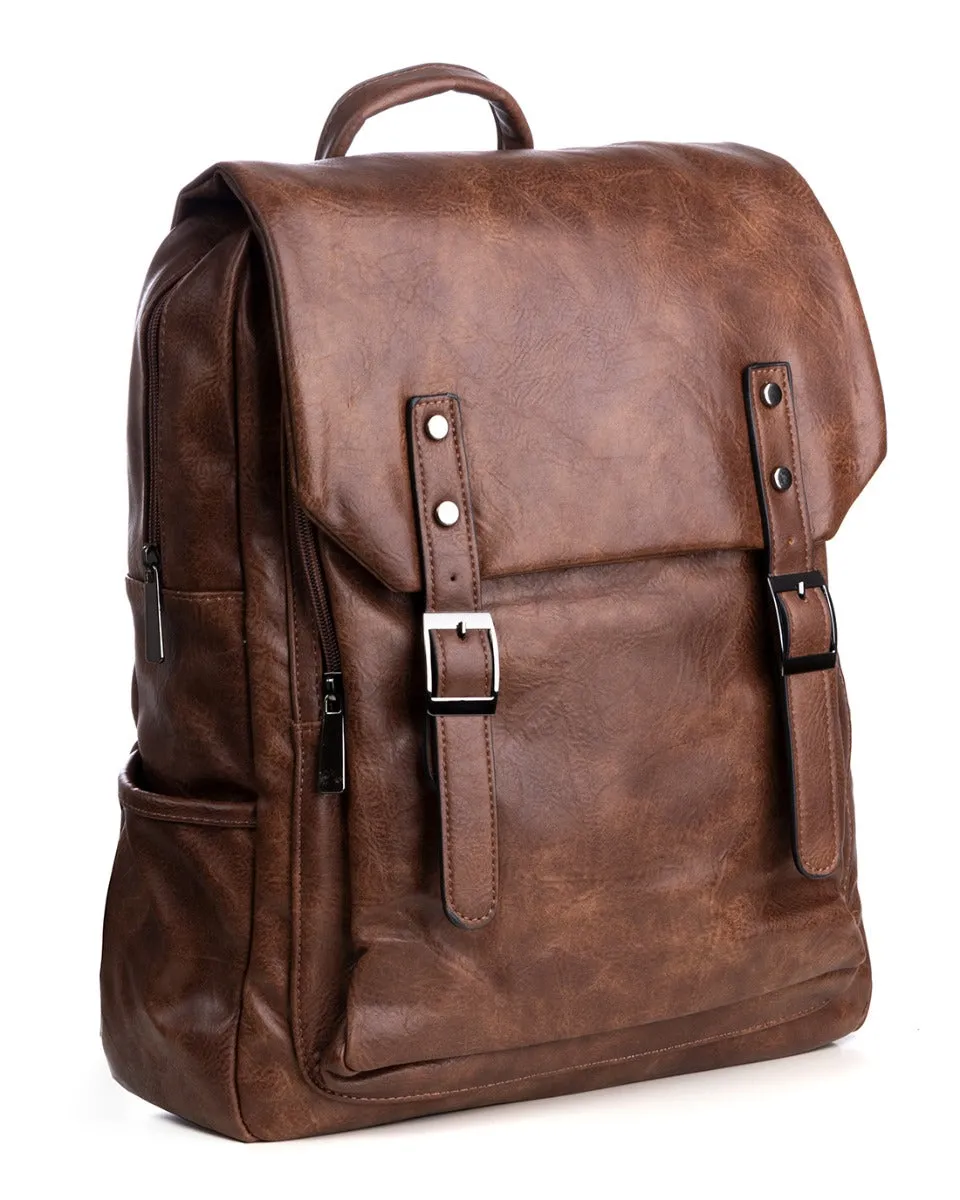 Zaino Zainetto Da Spalla Borsa Uomo Unisex Ecopelle Vintage Marrone GIOSAL-ZU1100A