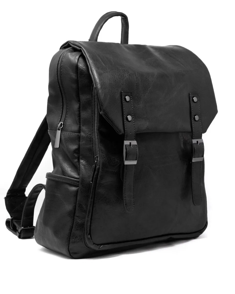 Zaino Zainetto Da Spalla Borsa Uomo Unisex Ecopelle Vintage Nero GIOSAL-ZU1097A
